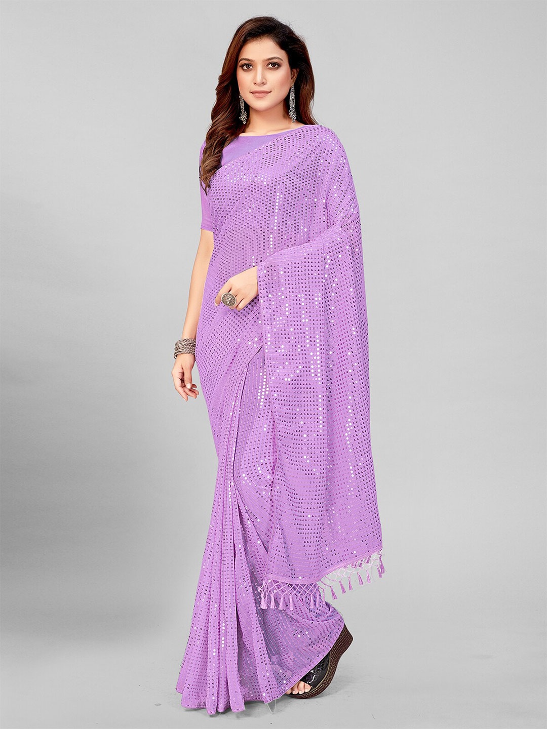 

KALINI Sequin Embellished Saree, Lavender