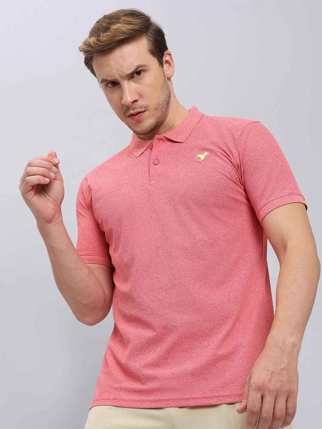 

Technosport Polo Collar Antimicrobial Slim Fit Sports T-Shirt, Coral