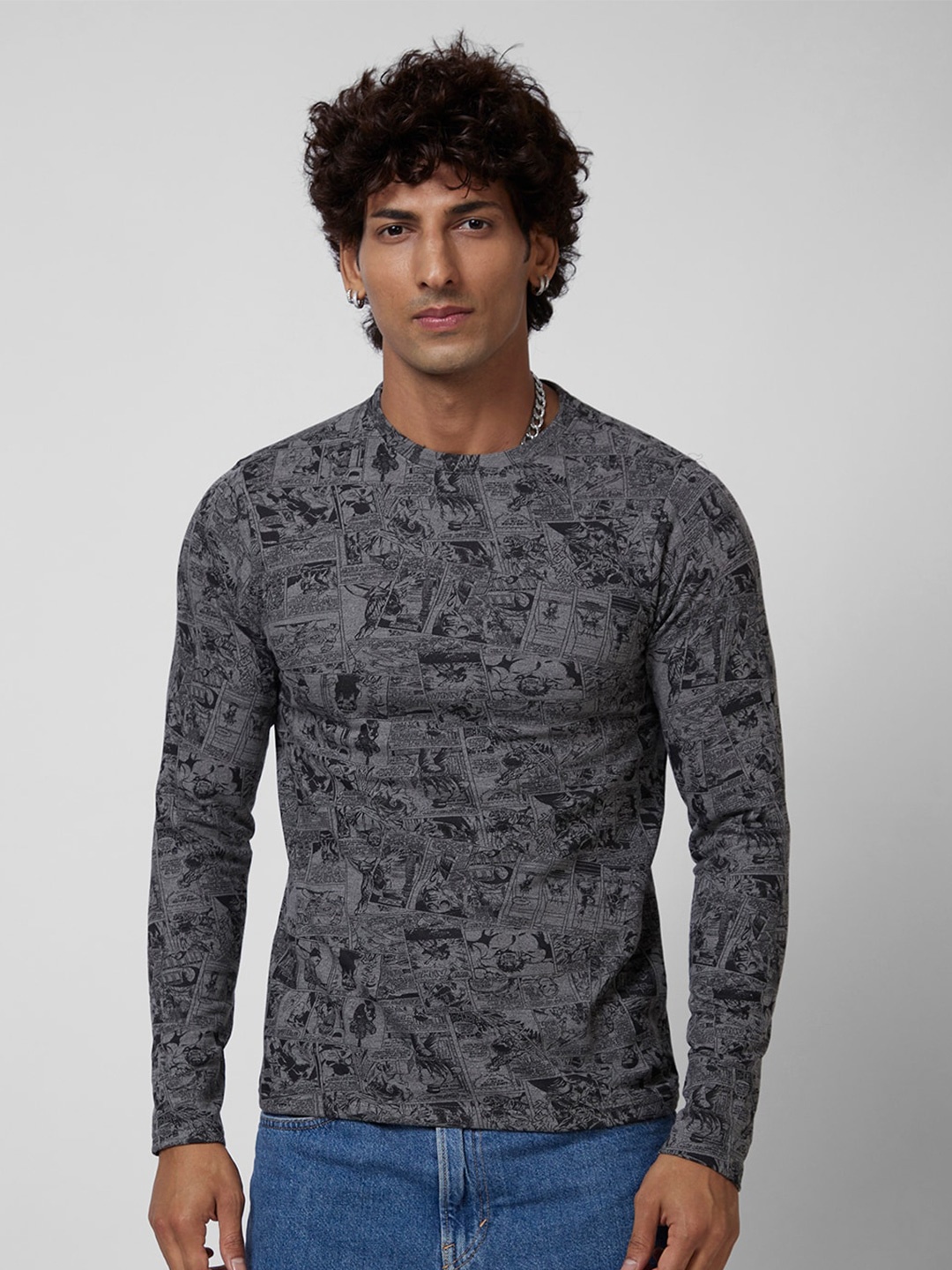 

VASTRADO Graphic Printed Cotton Casual T-Shirt, Grey