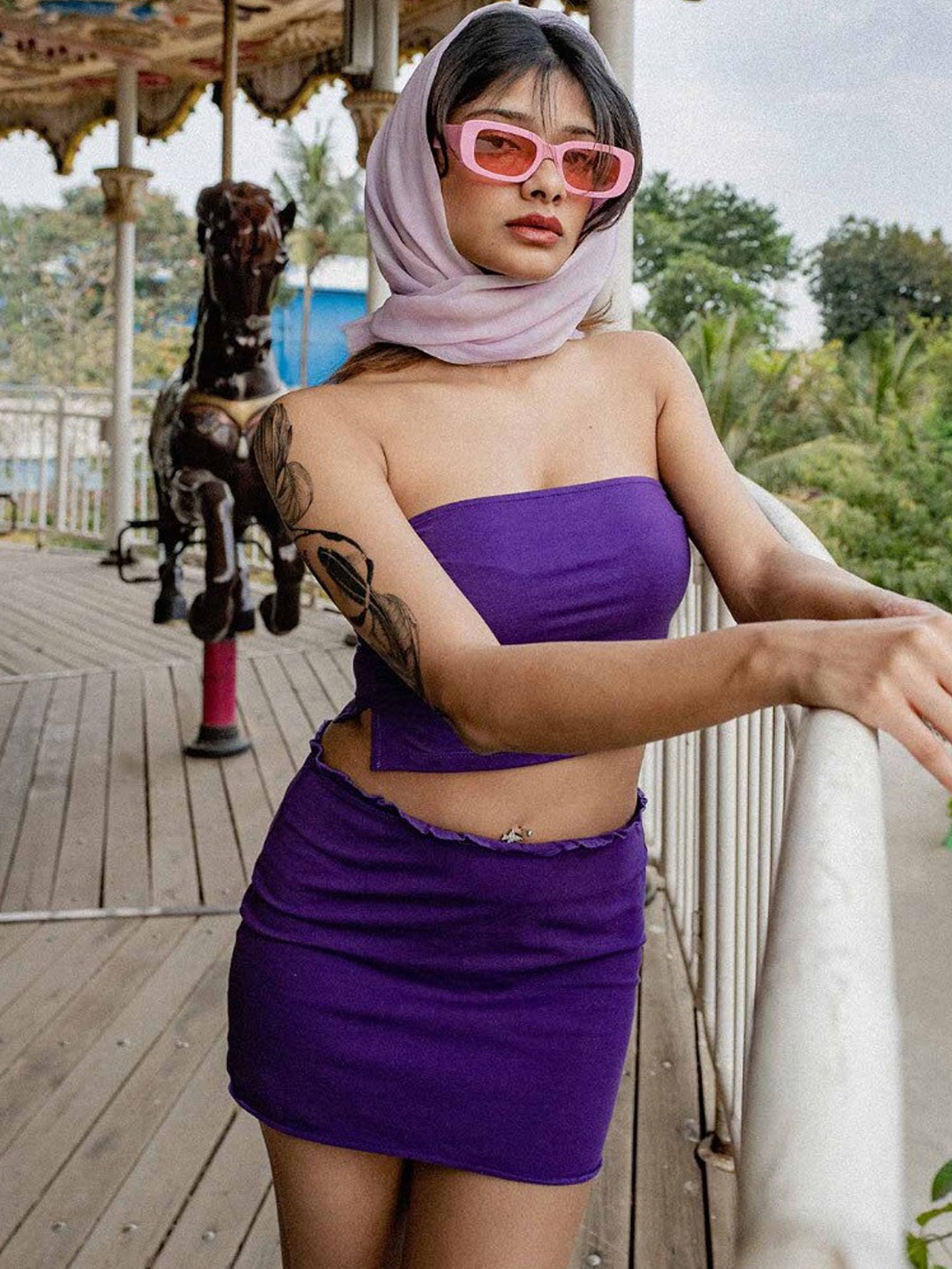 

Bonkers Corner Purple Women Strapless Neck With Skirt