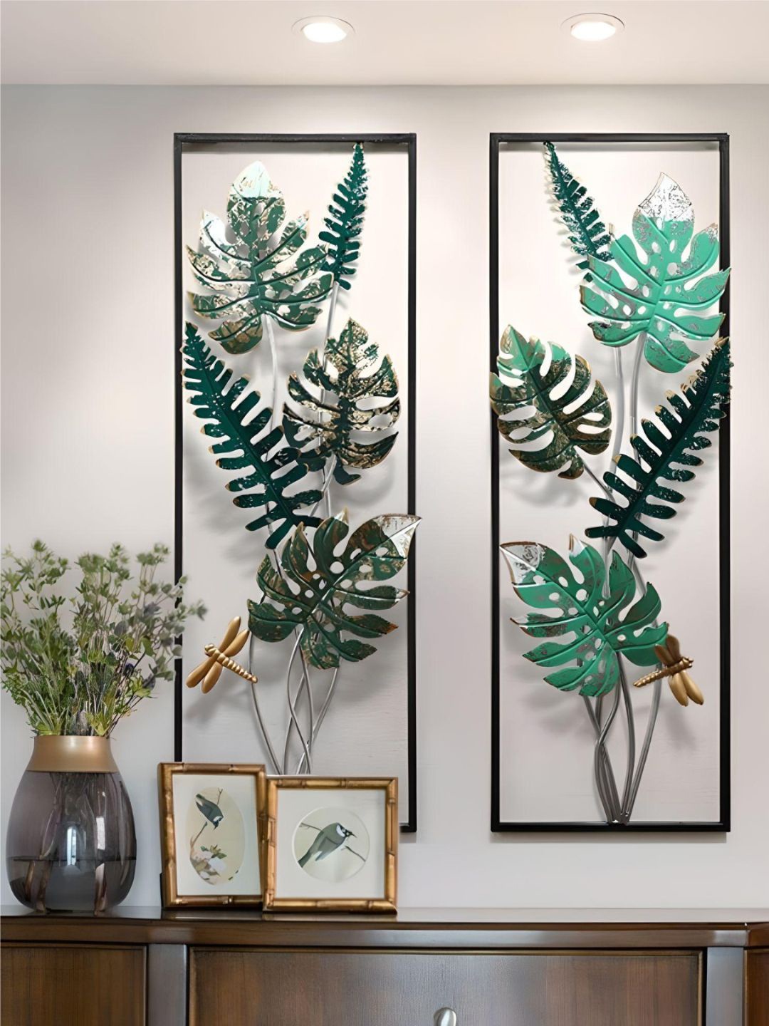 

The Art House Green & Black 2 Pieces Leaf Textured Metal Wall Decors