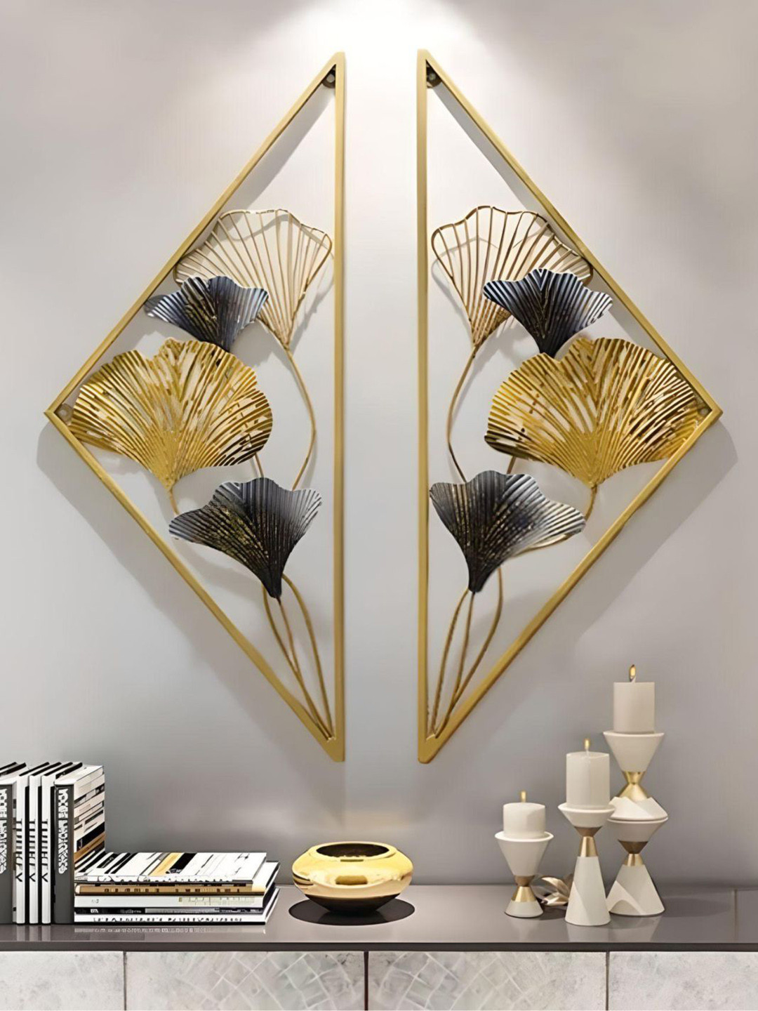

The Art House Leaf Shaped Metal Wall Art, Gold