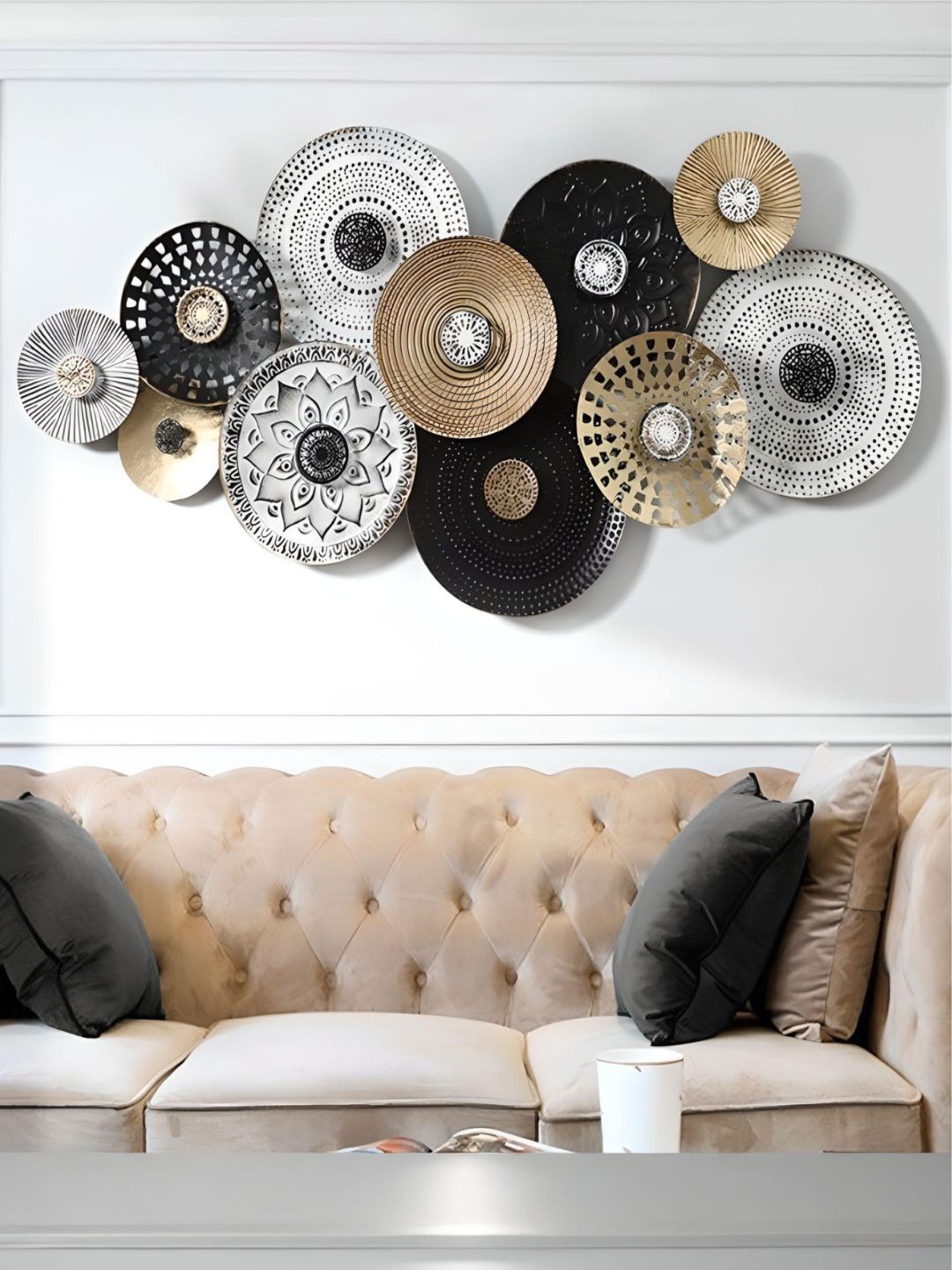 

The Art House Black & Beige Textured Metal Wall Decor