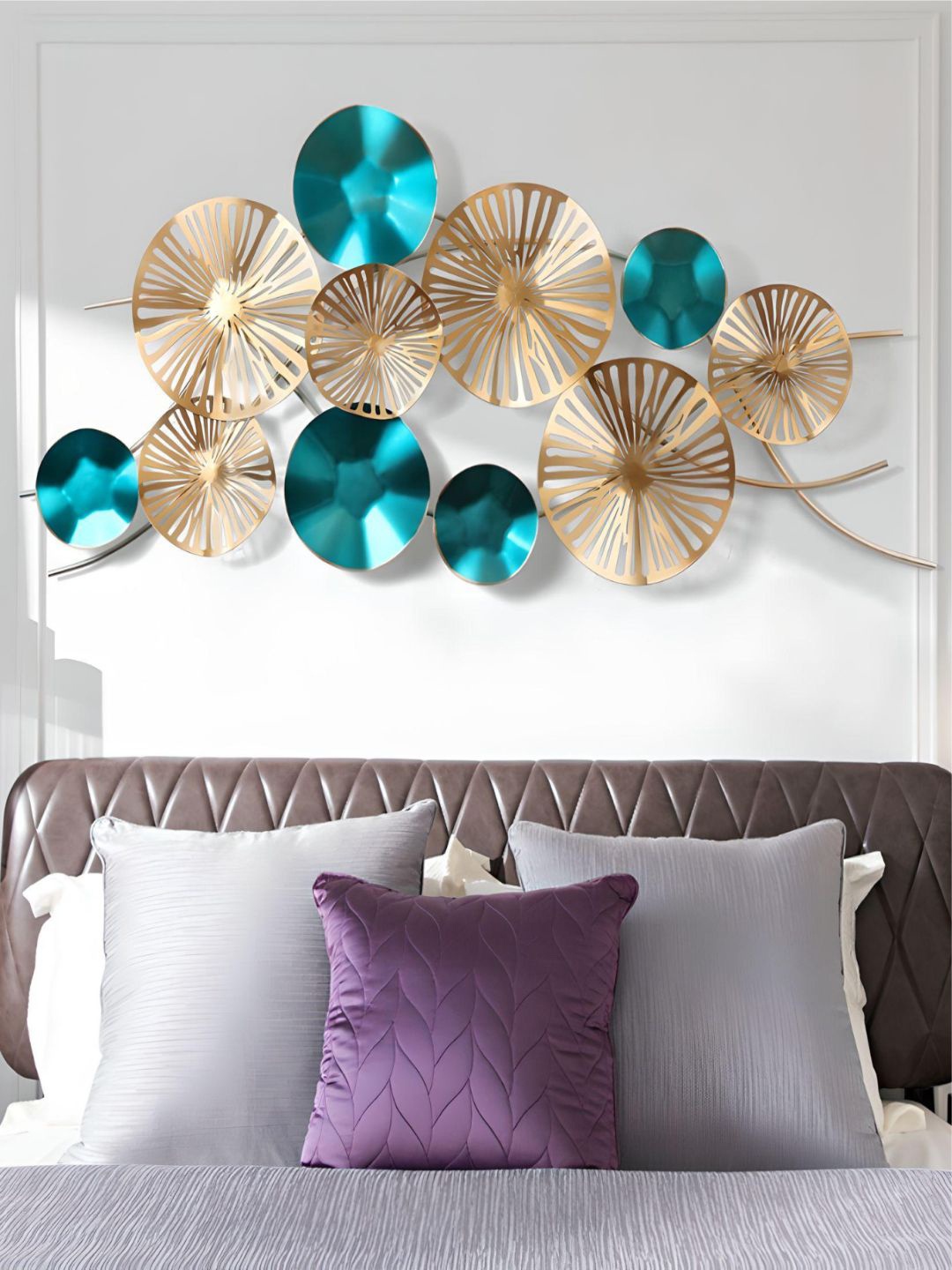 

The Art House Blue Circular Design Iron Wall Decor, Gold