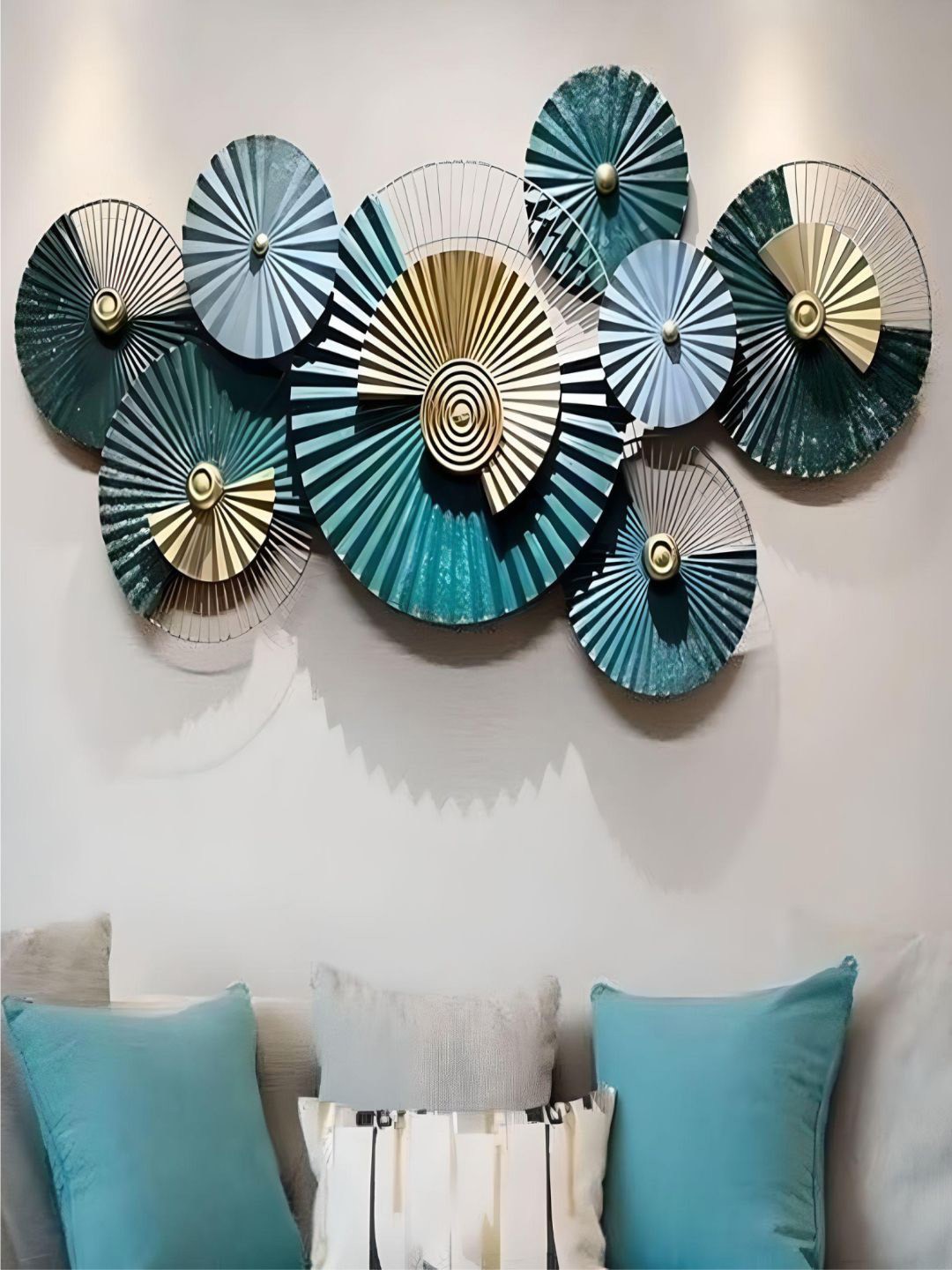 

The Art House Gold-Toned and Blue Metal Floral Wall Decor