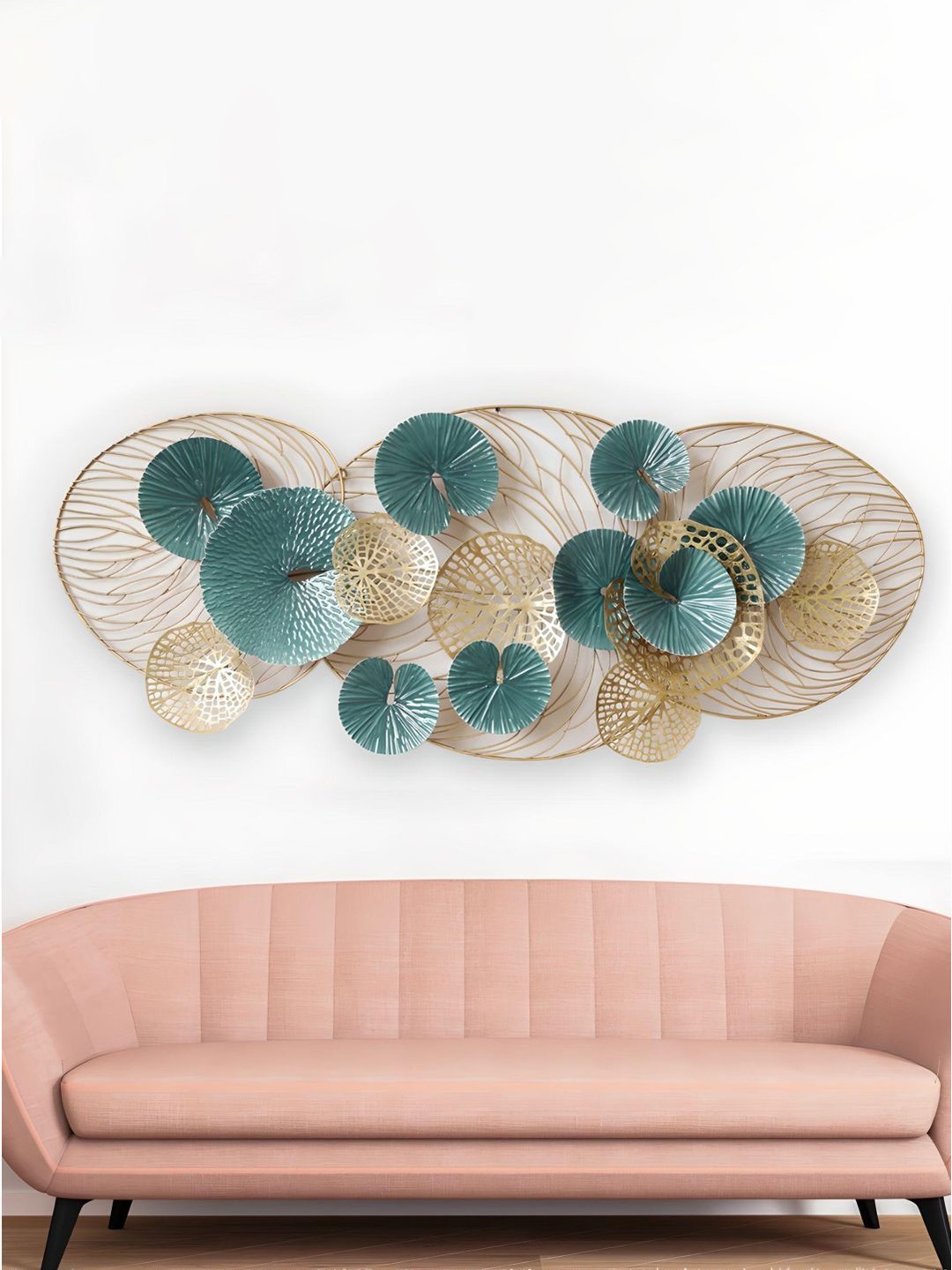 

The Art House Gold-Toned and Blue Metal Floral Wall Decor