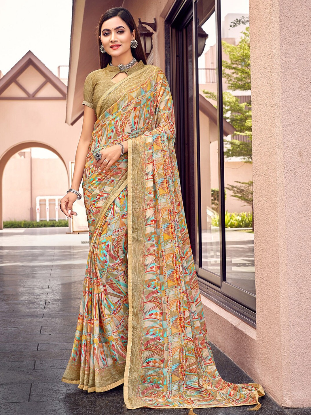 

Kasak Printed Pure Chiffon Saree, Orange
