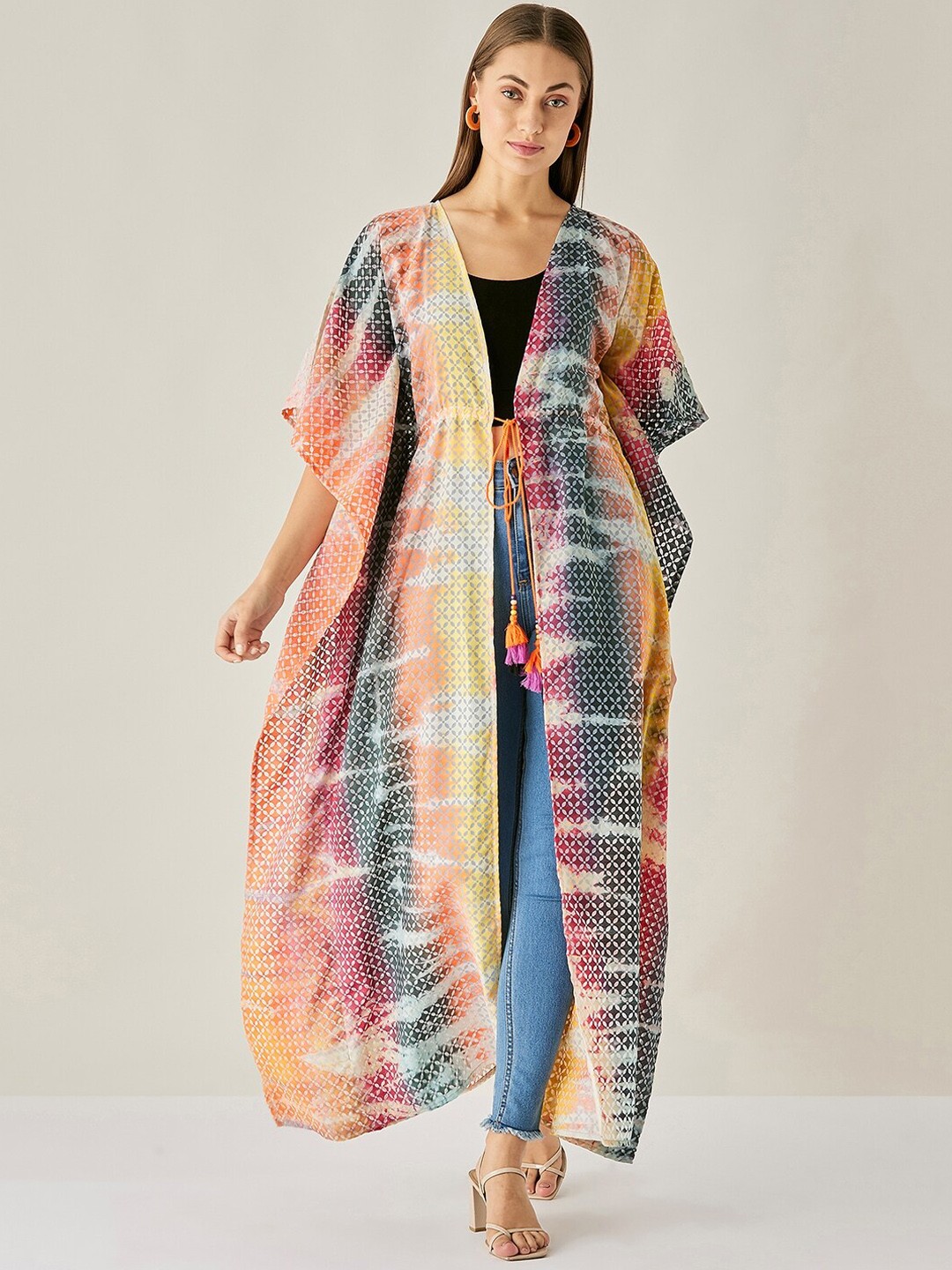 

The Kaftan Company Women Printed Longline Kaftan Shrug, Multi