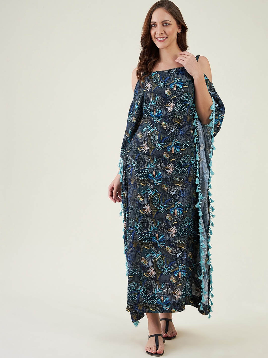 

The Kaftan CompanyFloral Printed Maxi Swimwear Kaftan Cover-Up Dress, Blue