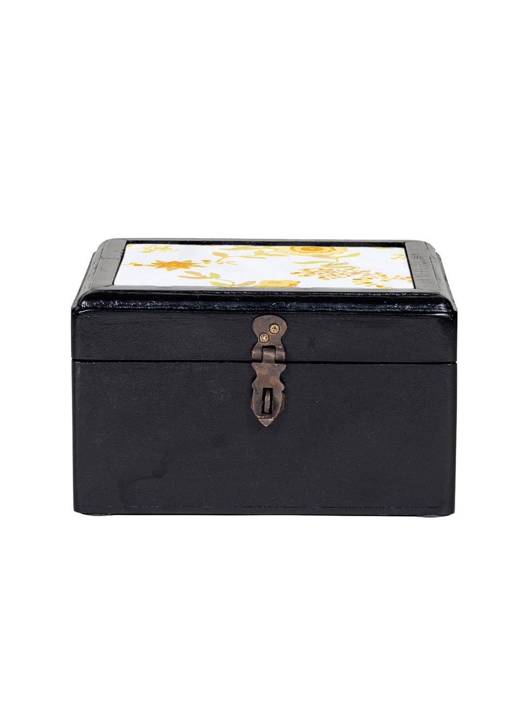 

Contrast Living Floral Printed Wooden Jewellery Box, Black