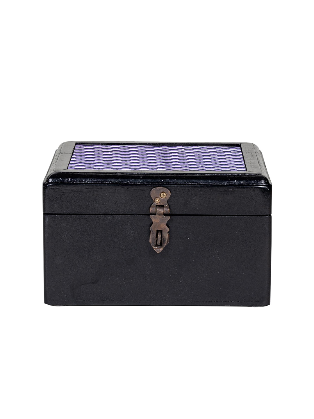 

Contrast Living Black Floral Painted Wooden Decorative Jewellery Box, Purple