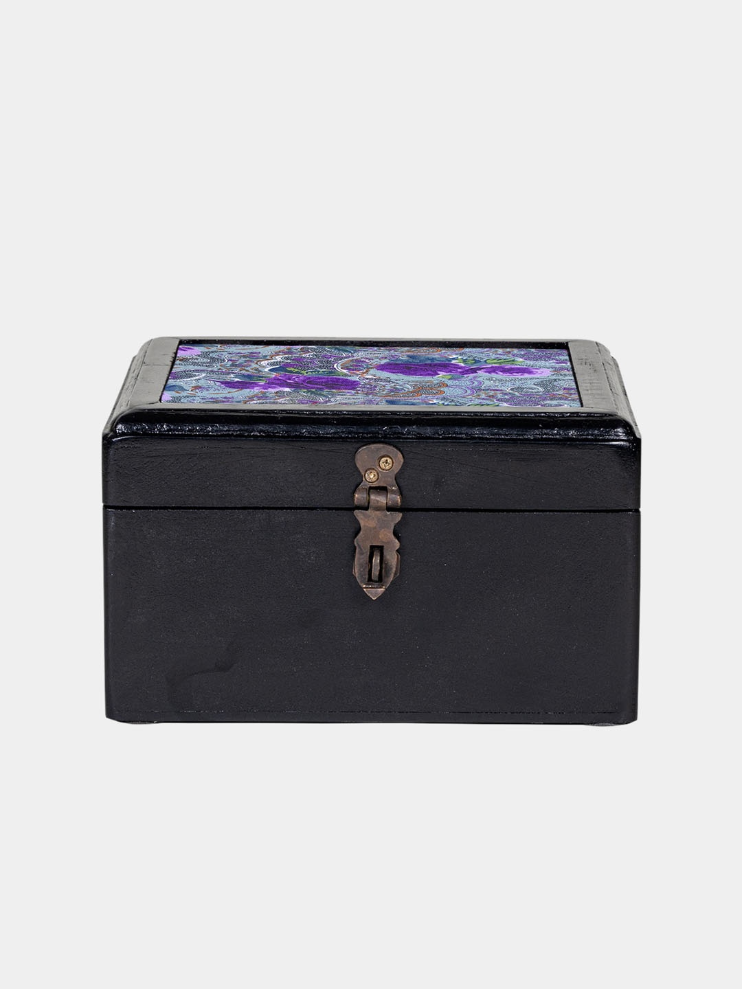 

Contrast Living Black Floral Printed Wooden Jewellery Box