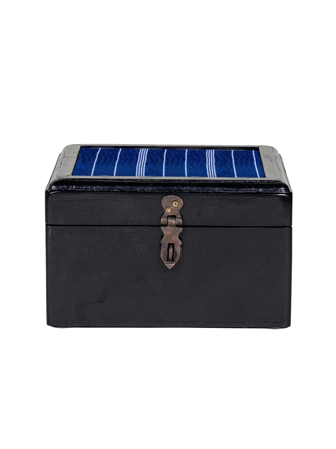 

Contrast Living Black Wooden Decorative Jewellery Box With Cotton Fabric on top Box, Brown
