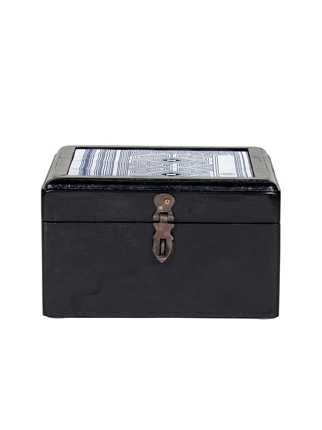 

Contrast Living Painted Wooden Decorative Jewellery Box, Black