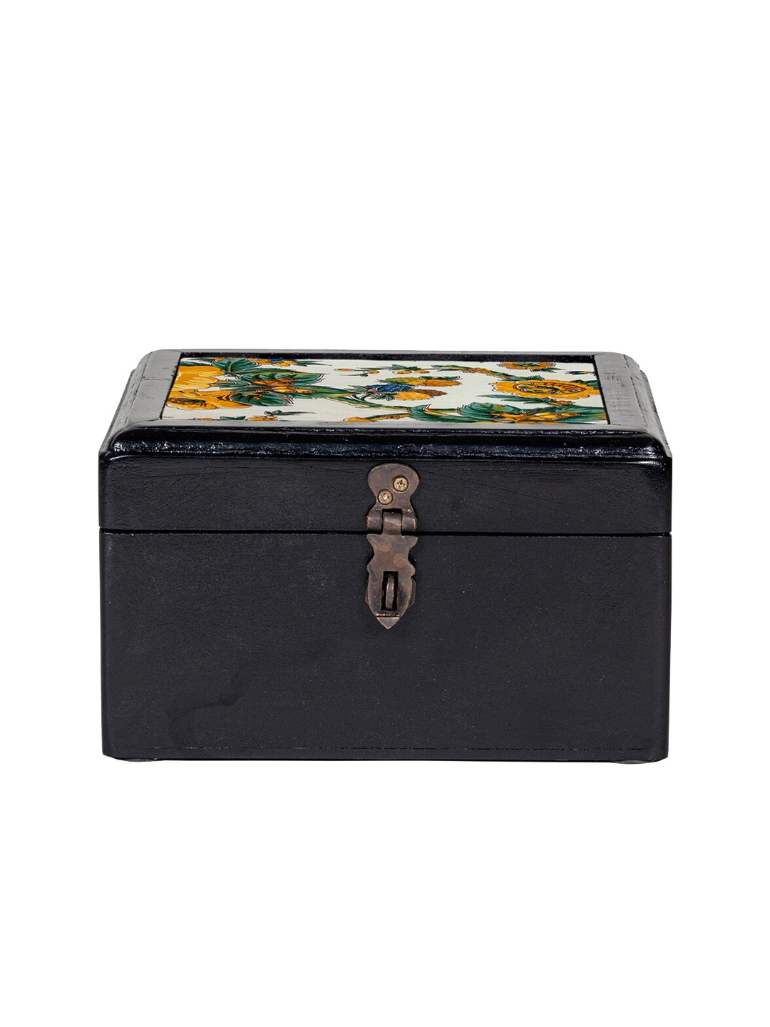 

Contrast Living Floral Painted Wooden Decorative Jewellery Box, Yellow