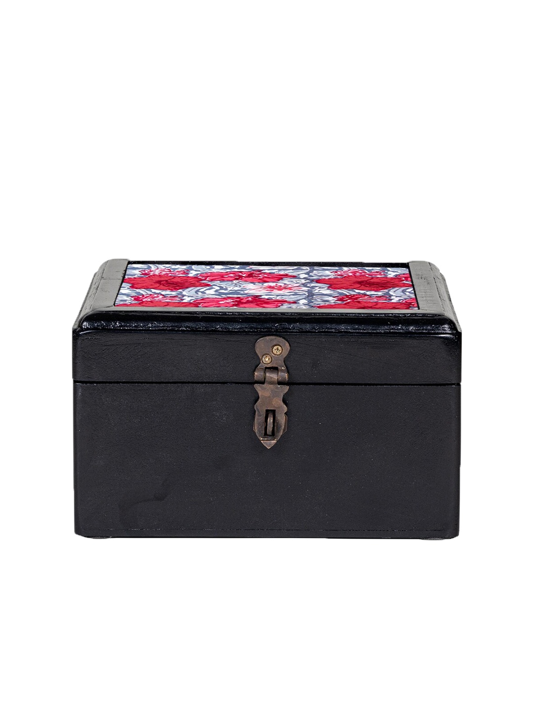 

Contrast Living Wooden Decorative Jewellery Painted Box with Cotton Fabric On Top Box, Red