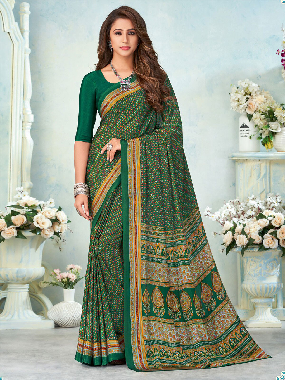 

ODETTE Ethnic Motifs Printed Saree, Green