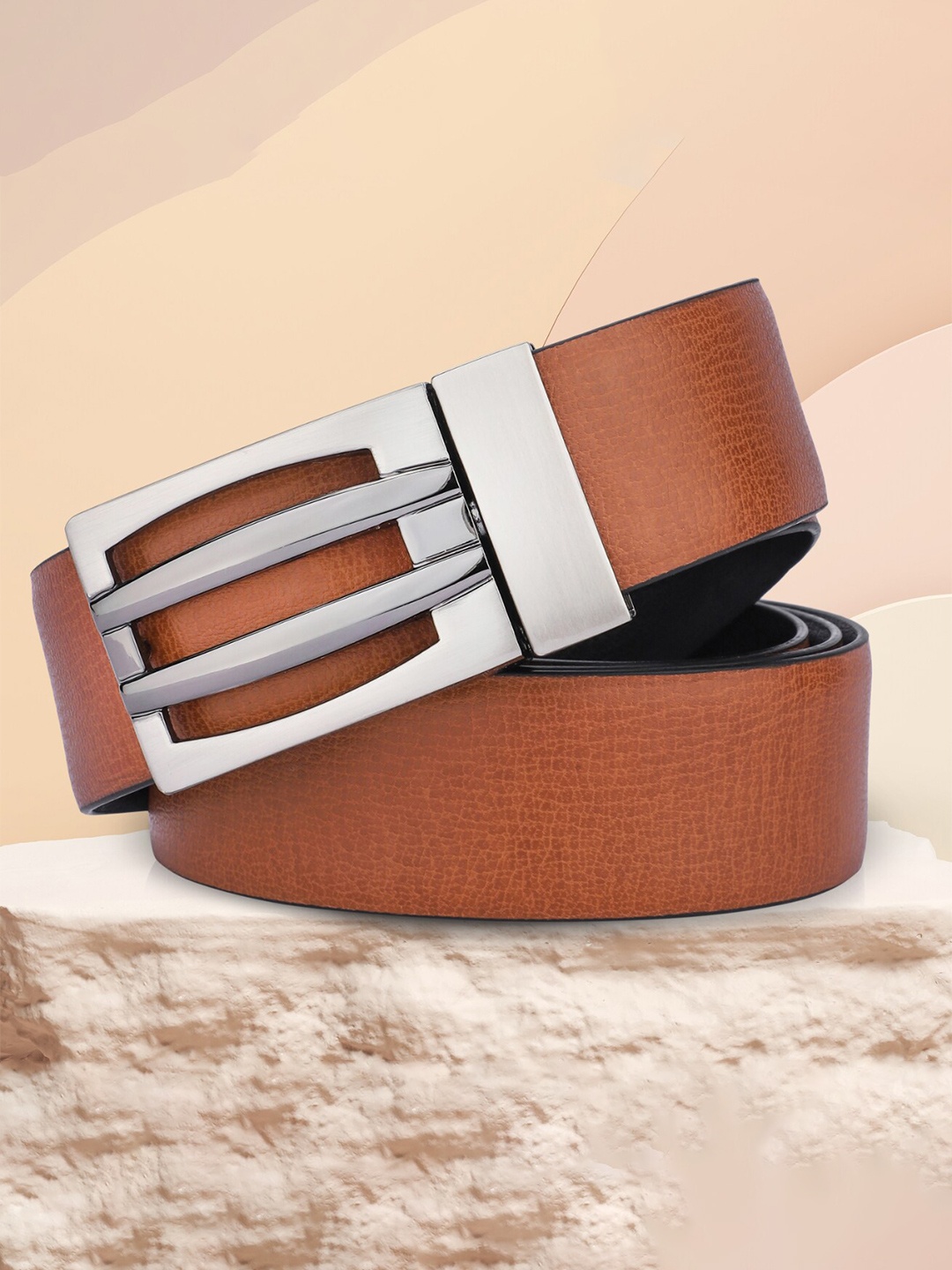 

Kastner Men Textured Slider Buckle Belt, Tan