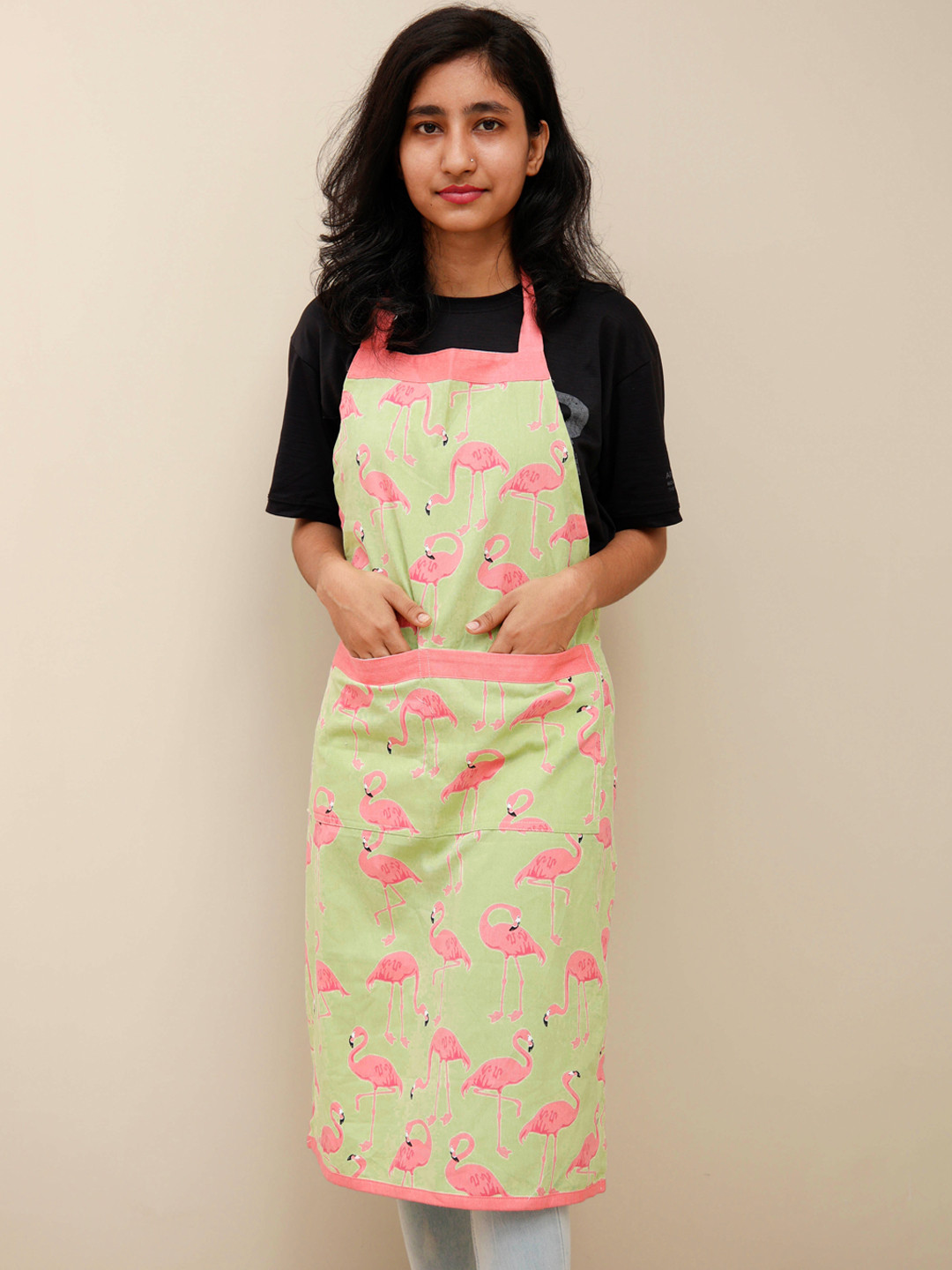 

Ariana Green Flamingo Printed Apron