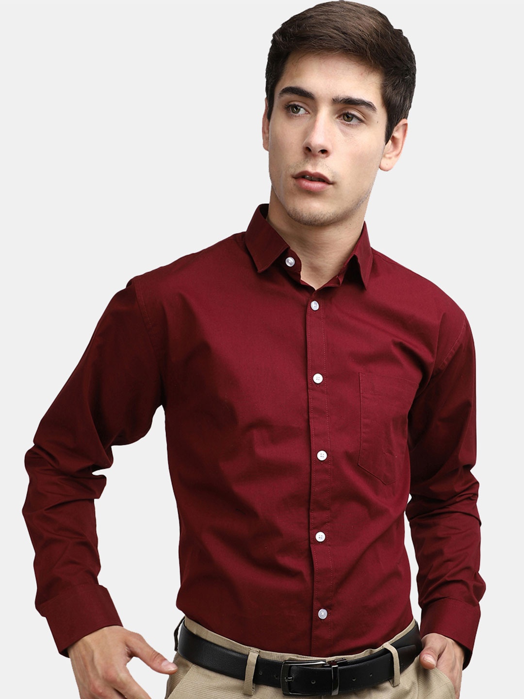 

J White by Vmart Spread Collar Cotton Formal Shirt, Maroon