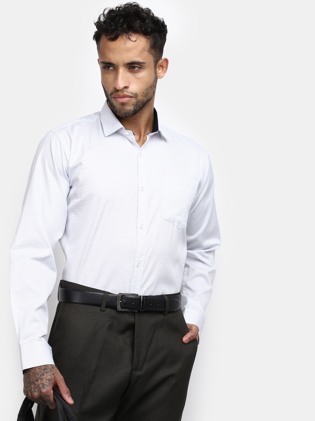 

J White by Vmart Micro Ditsy Printed Cotton Formal Shirt, Blue