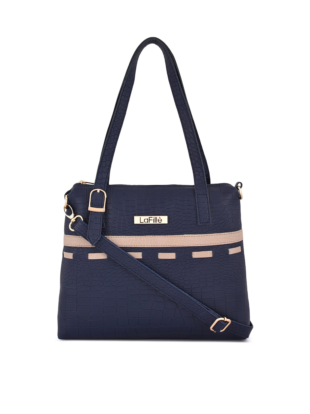 

LaFille Textured Structured Handheld Bag, Navy blue