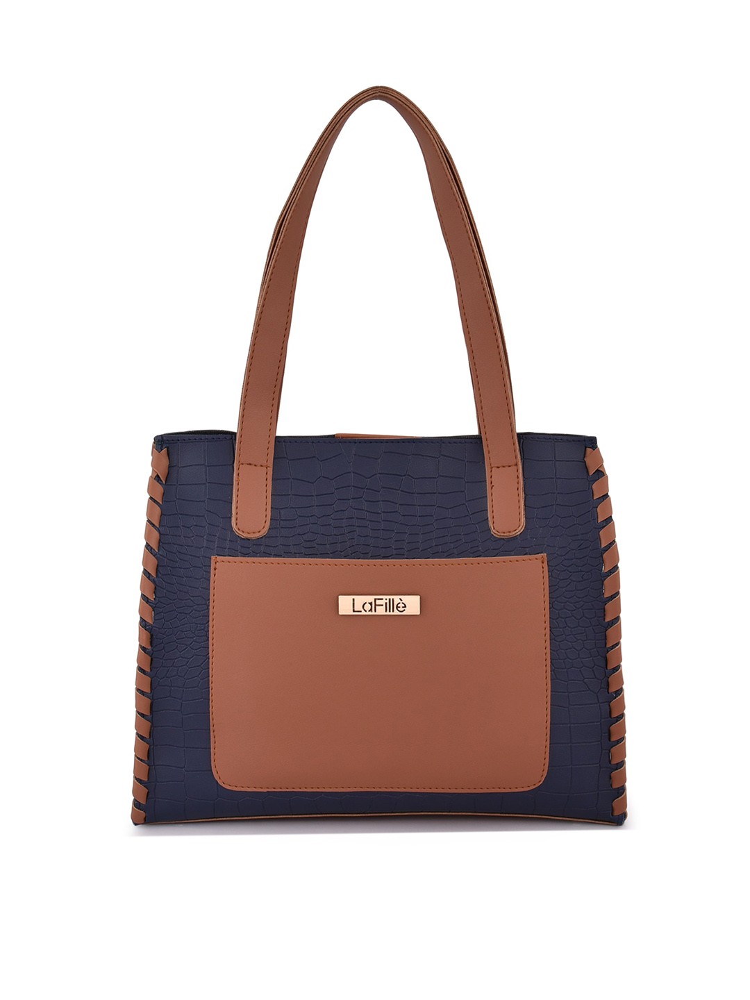 

LaFille Colourblocked Structured Shoulder Bag, Navy blue