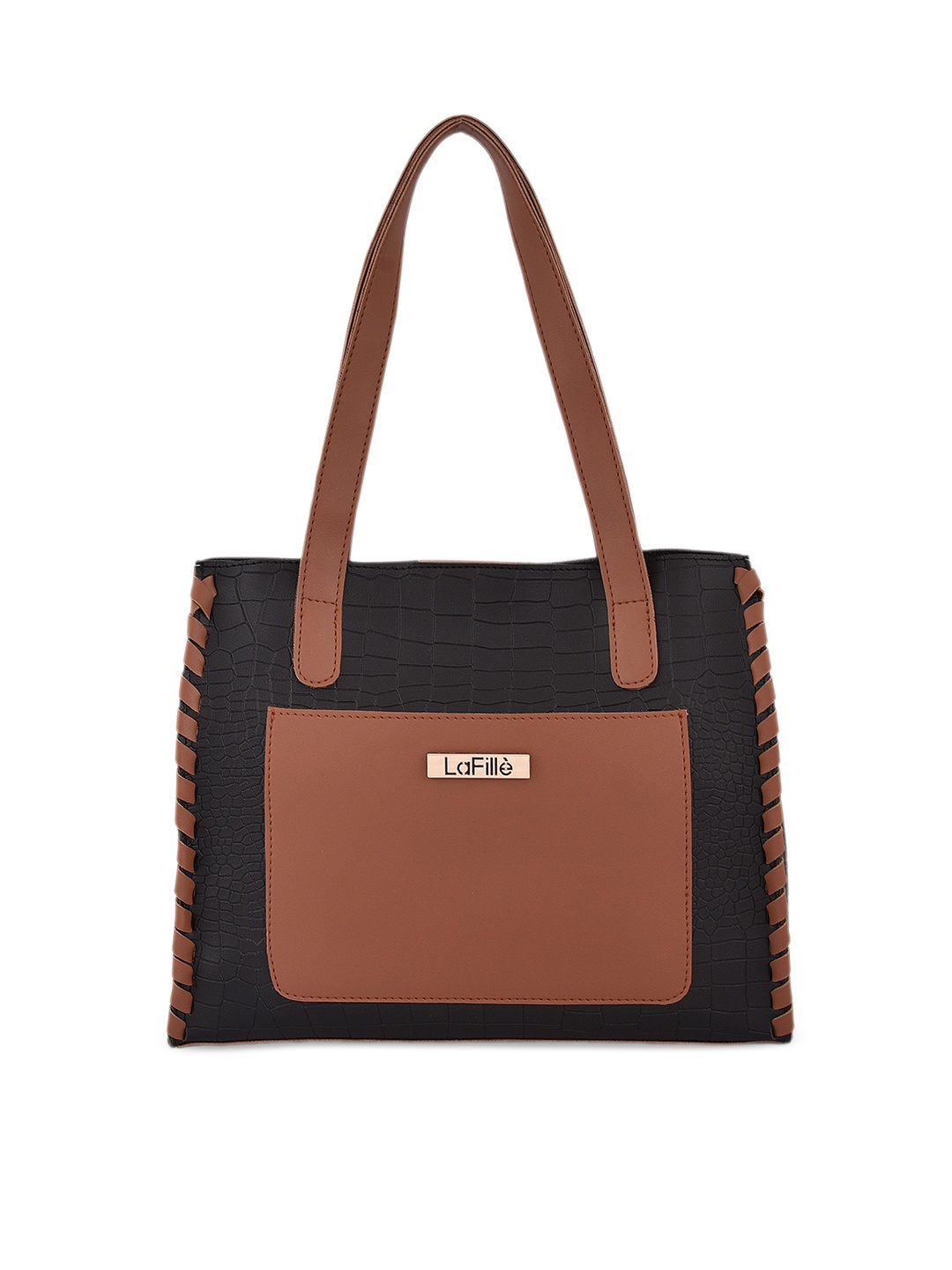 

LaFille Black Colourblocked Structured Shoulder Bag