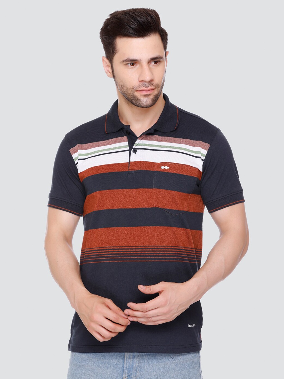 

LEAD & RIDE Striped Polo Collar Cotton Casual T-Shirt, Red