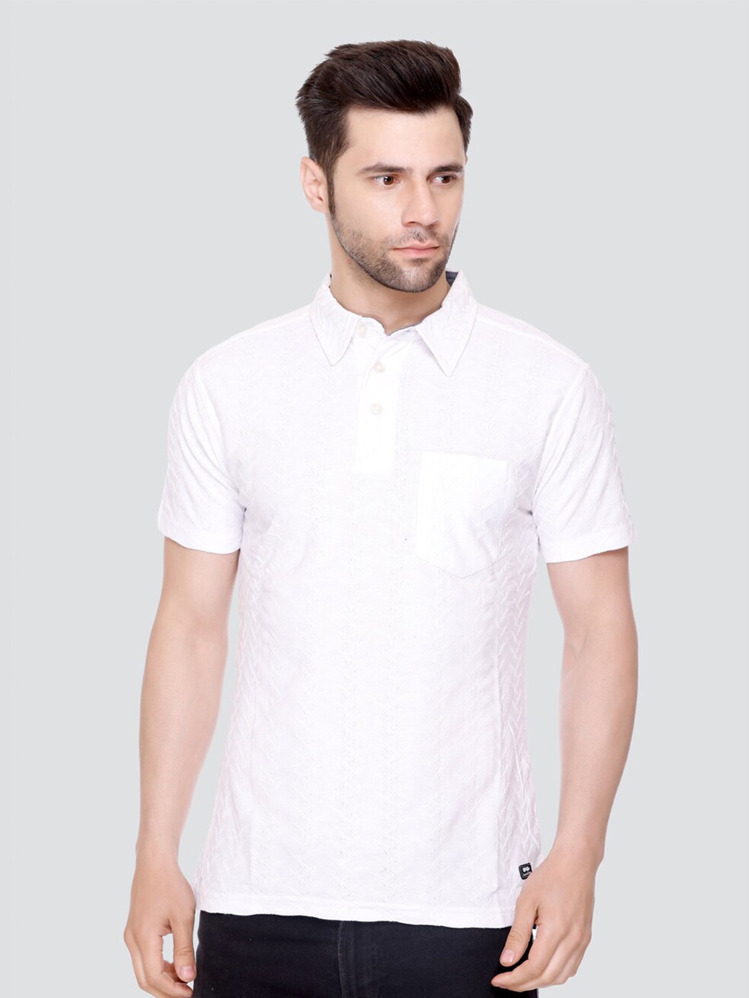 

LEAD & RIDE Polo Collar Cotton T-shirt, White