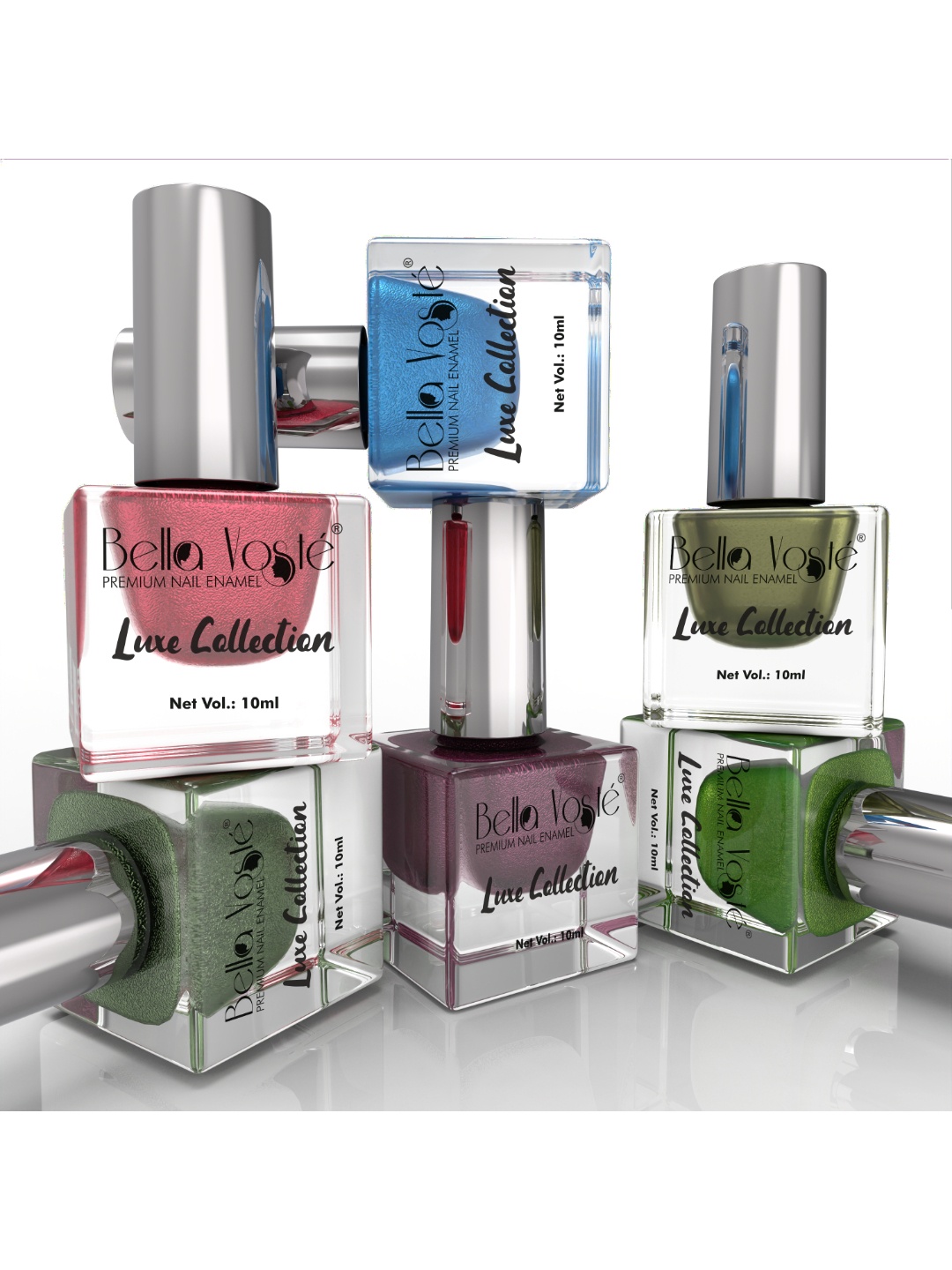 

Bella Voste Set Of 6 Professional Metallic Nail Polish 10ml Each - 221-222-223-224-225-226, Multi