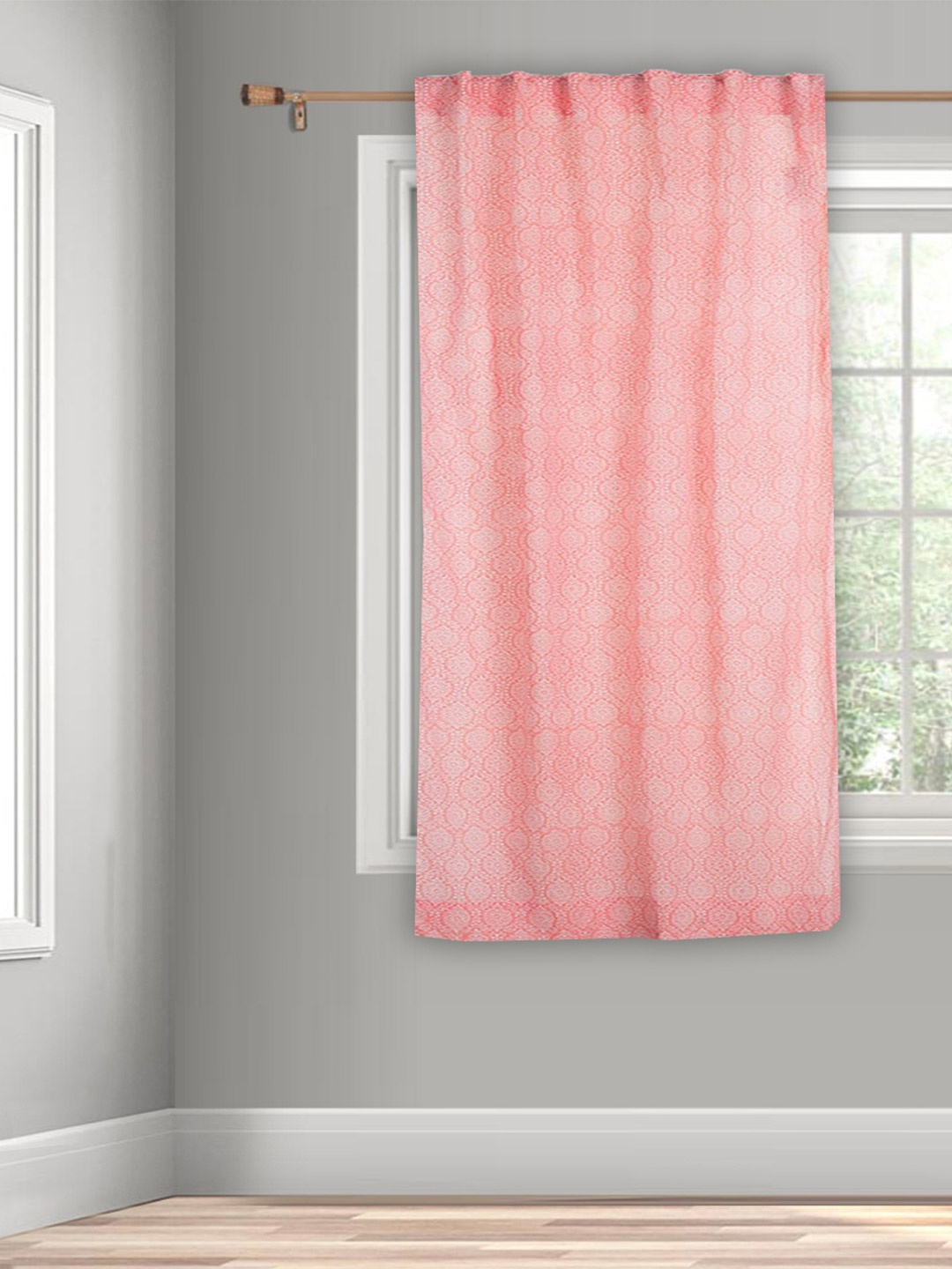 

Fabindia Orange Cotton Sheer Window Curtain