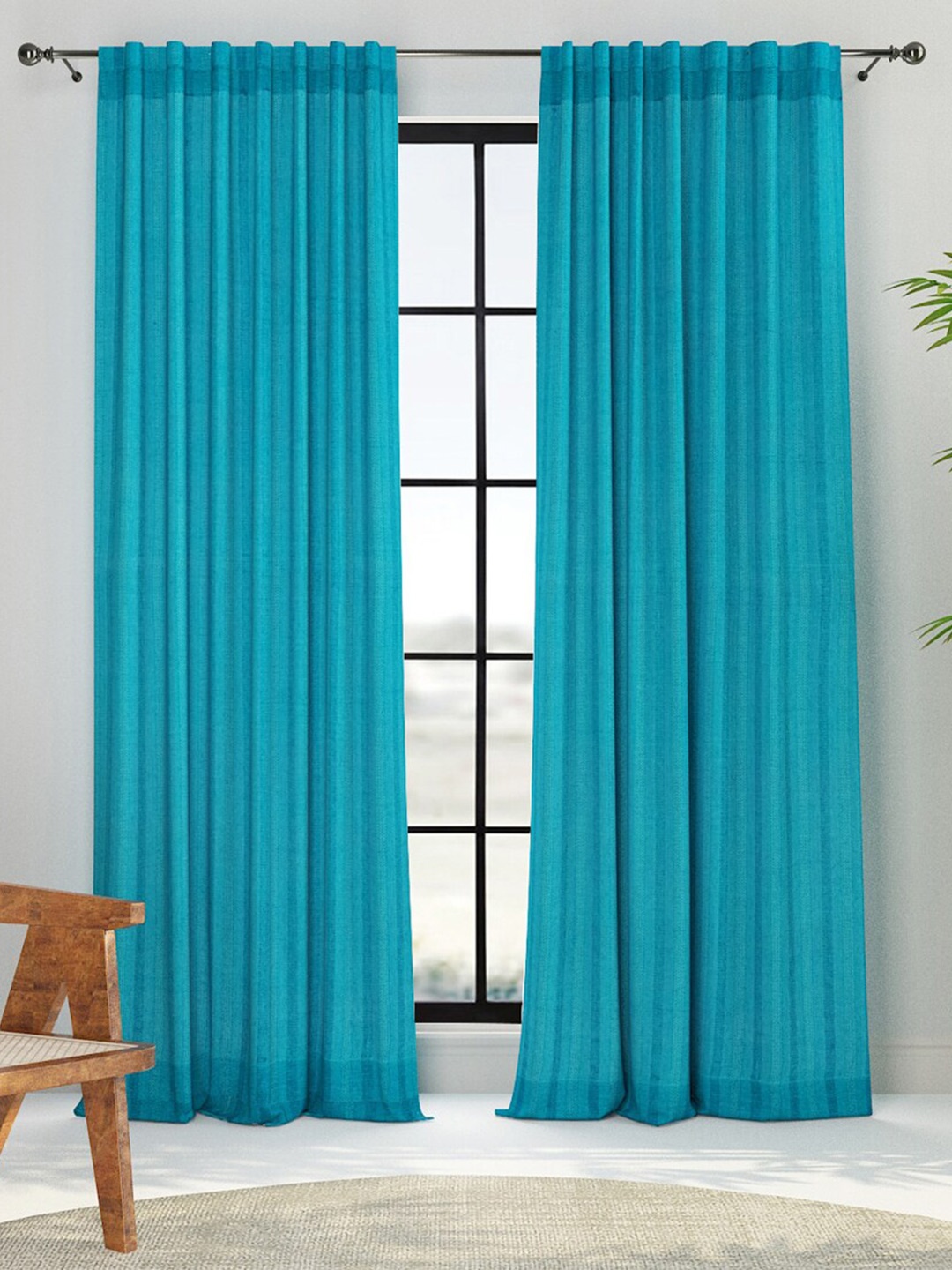 

Fabindia Blue Room Darkening Cotton Window Curtain