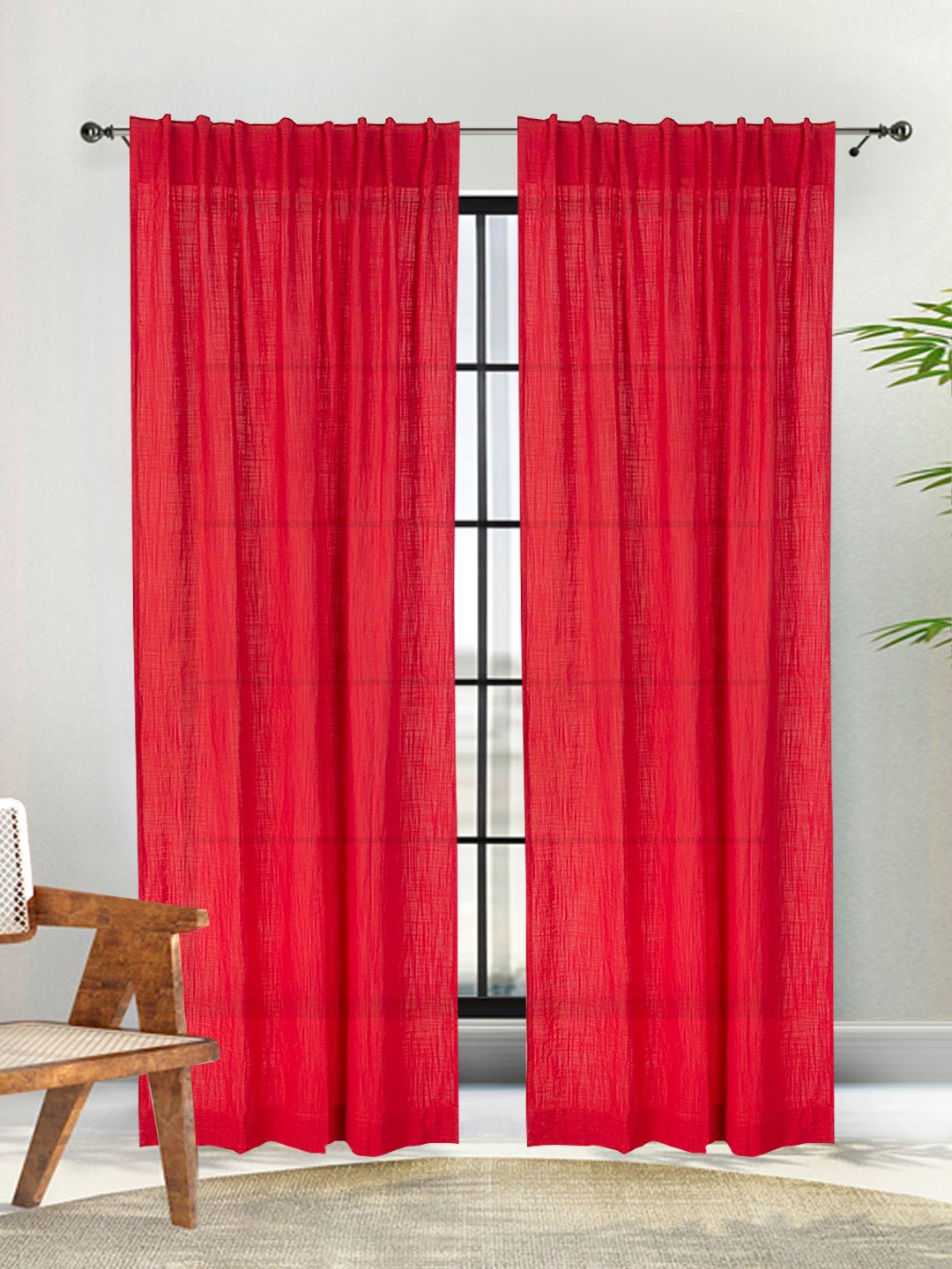 

Fabindia Pink Room Darkening Cotton Window Curtain