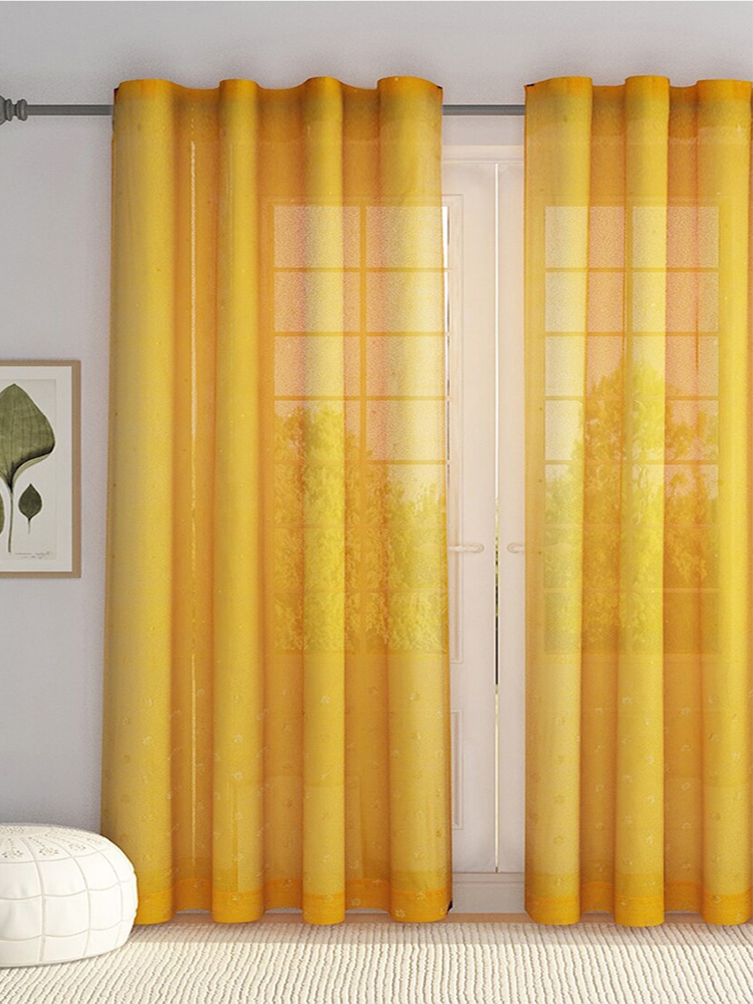

Fabindia Yellow Sheer Cotton Window Curtain