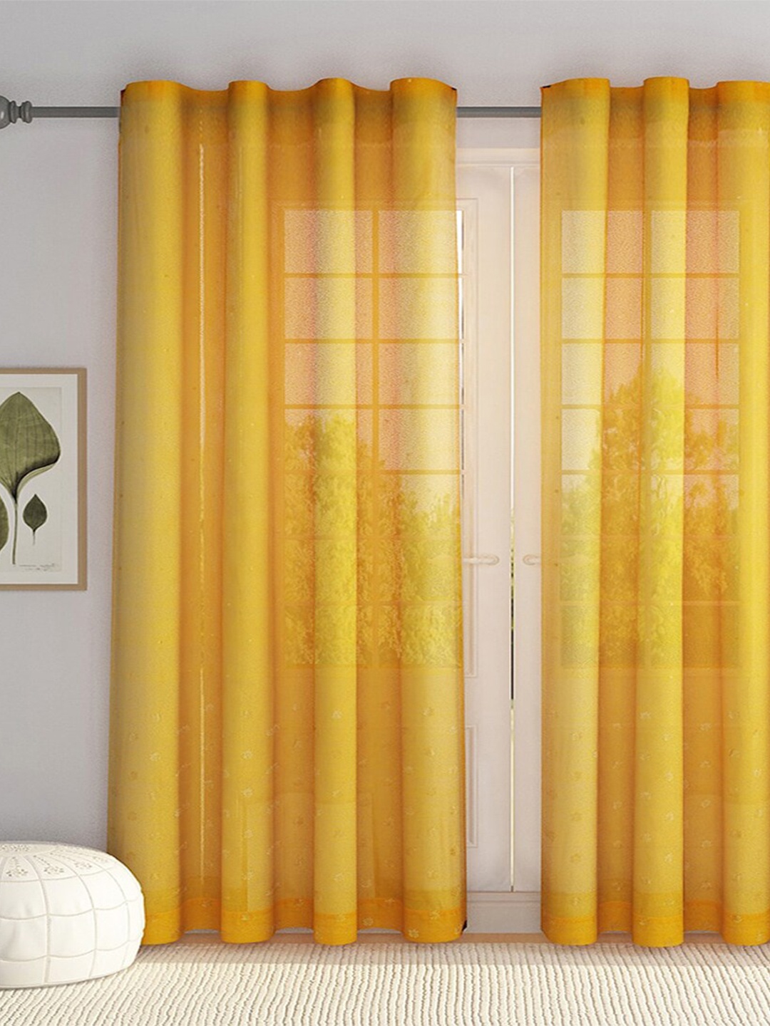 

Fabindia Yellow Sheer Cotton Window Curtain