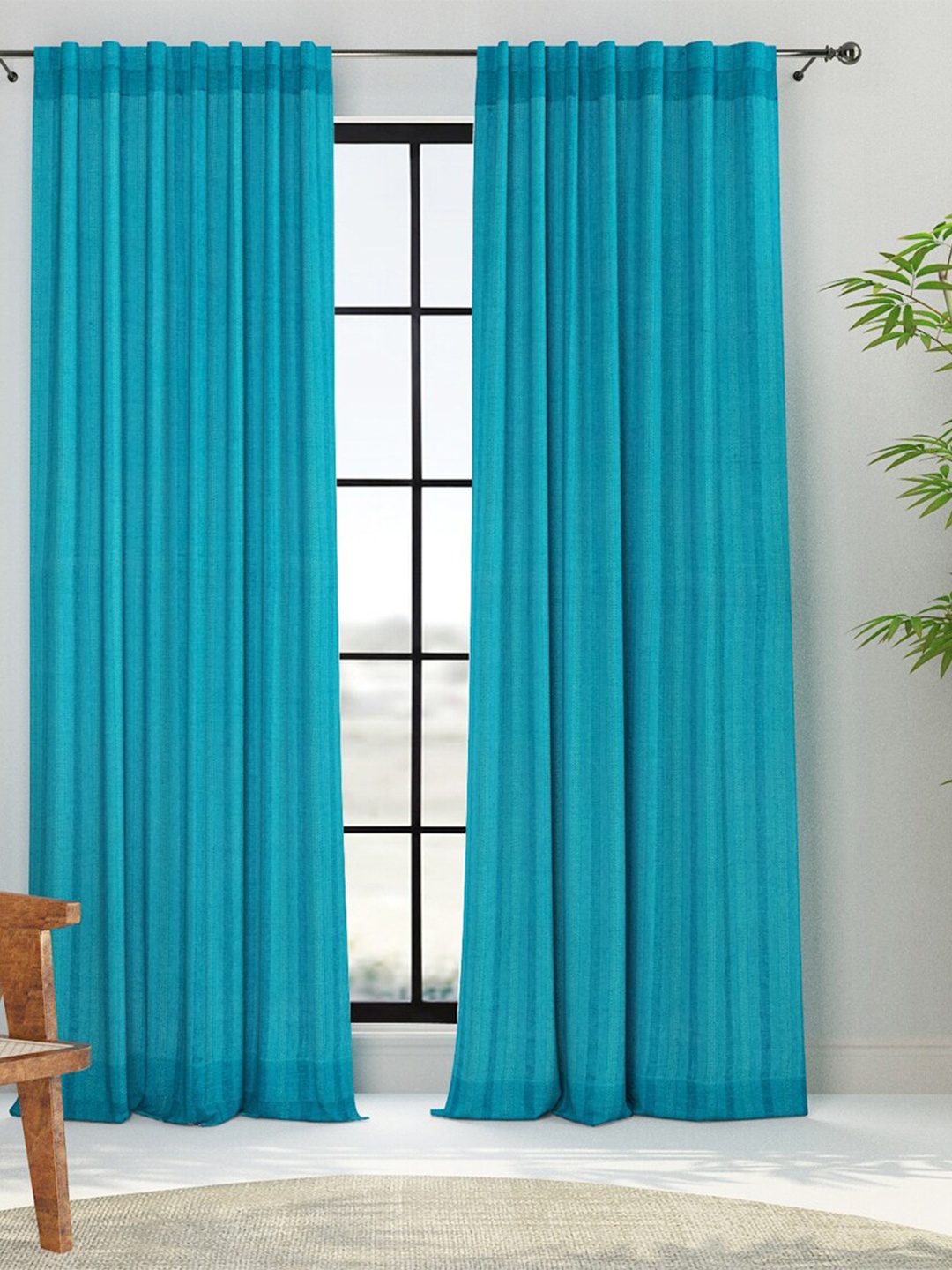 

Fabindia Marika Blue Room Darkening Long Door Curtain