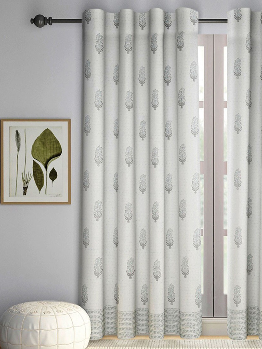 

Fabindia Nilima Blue & Grey Ethnic Motifs Printed Sheer Long Door Curtain