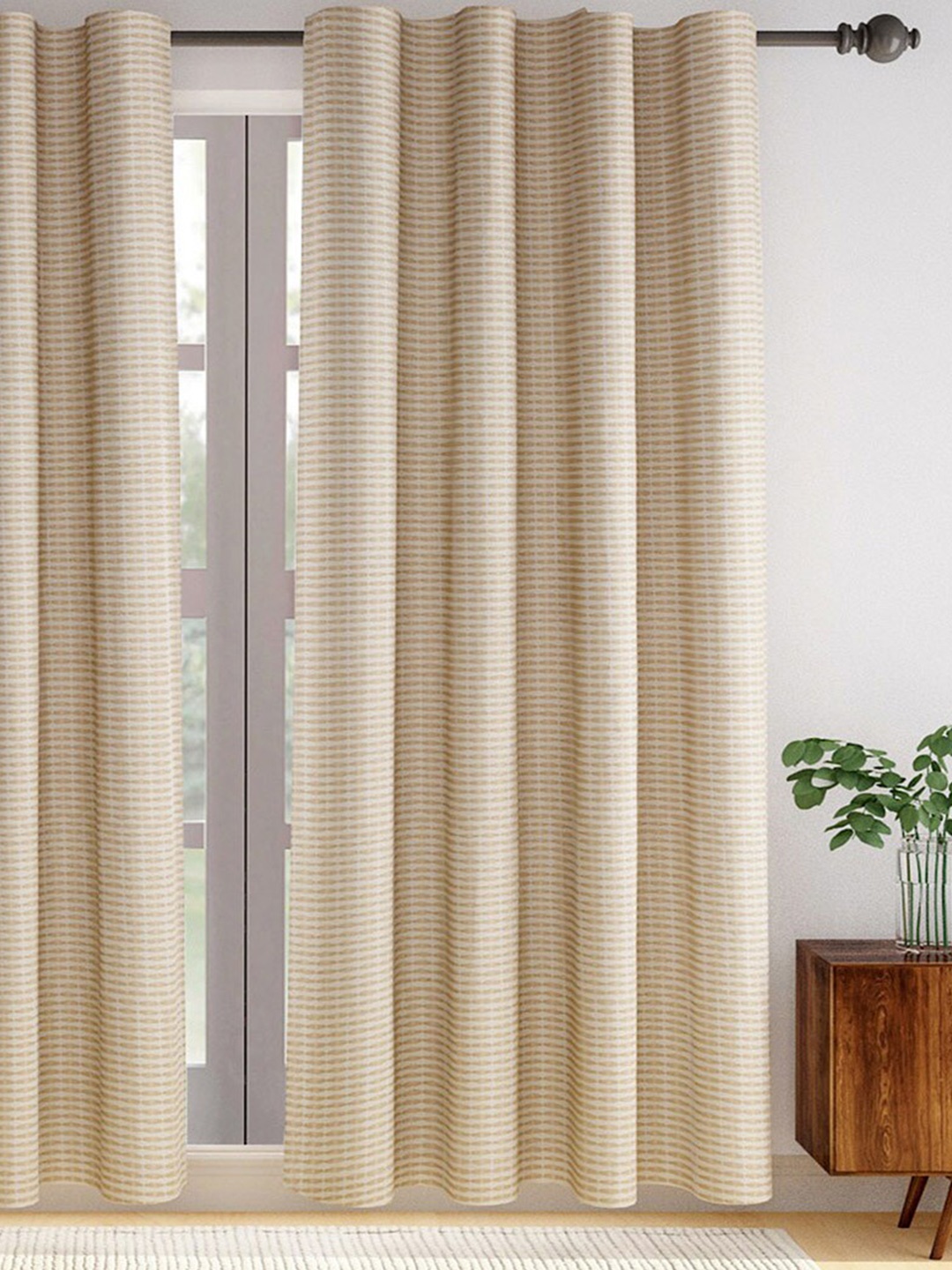 

Fabindia Deepali Beige Room Darkening Door Curtain