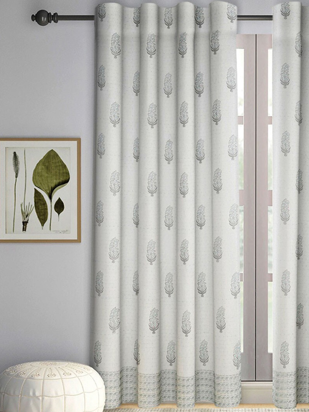 

Fabindia Nilima Blue & Grey Ethnic Motifs Printed Sheer Door Curtain