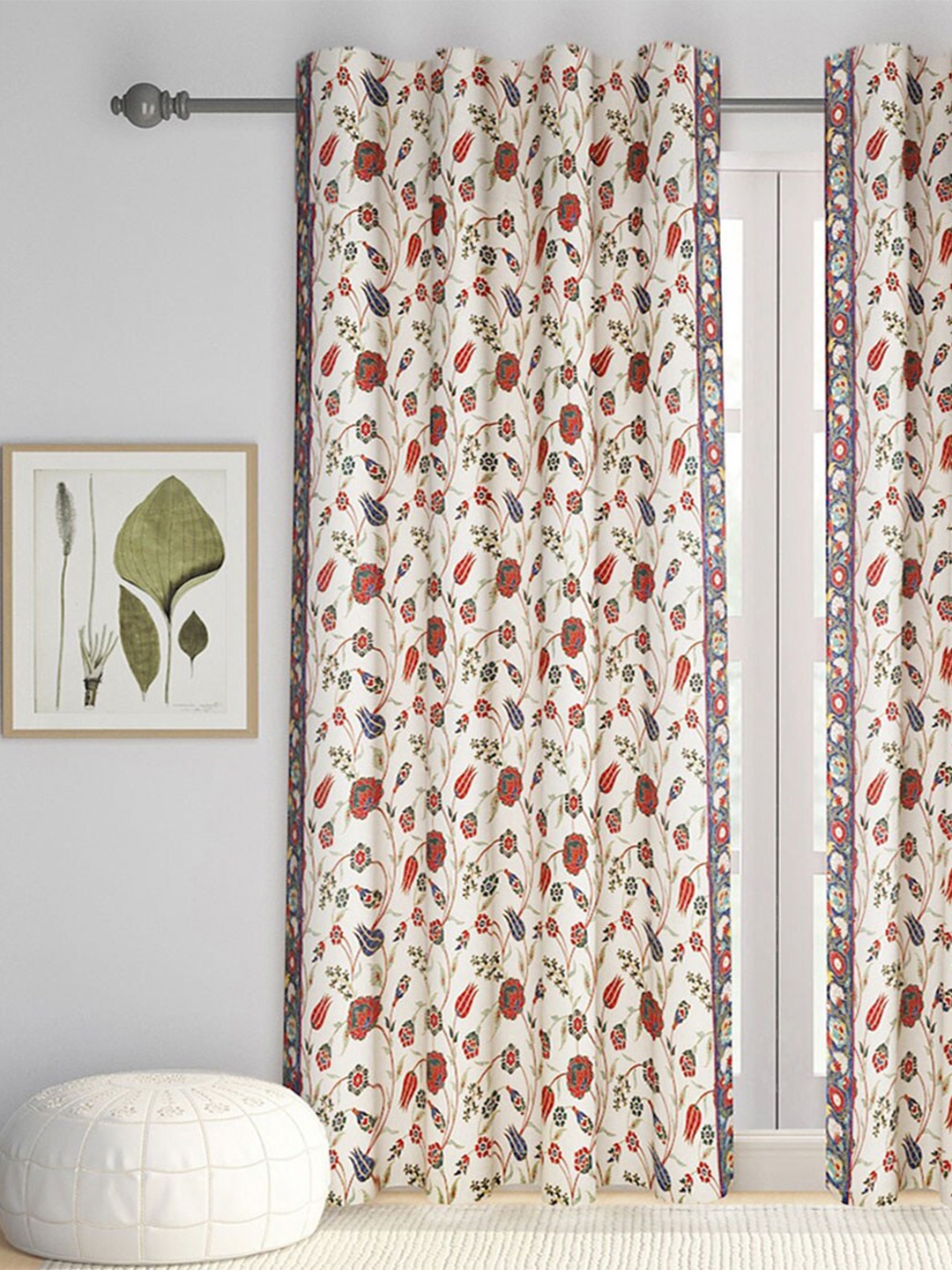 

Fabindia Iznal Cream-Coloured & Red Ethnic Motifs Printed Sheer Door Curtain