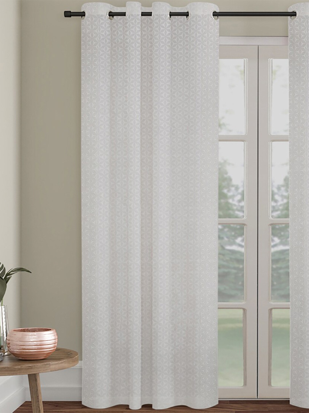 

Fabindia Anique White Geometric Printed Sheer Door Curtain