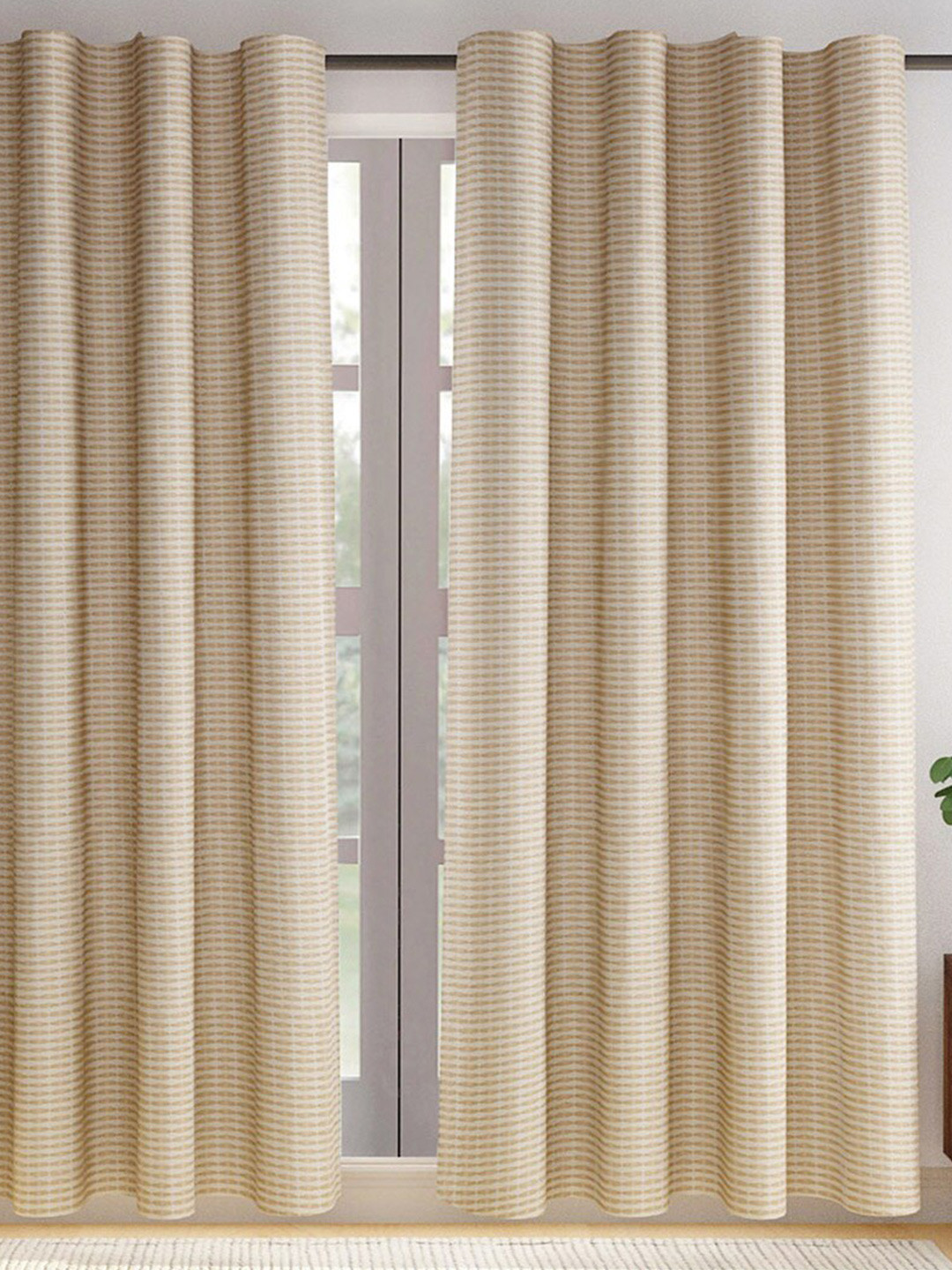 

Fabindia Deepali Beige Room Darkening Long Door Curtain