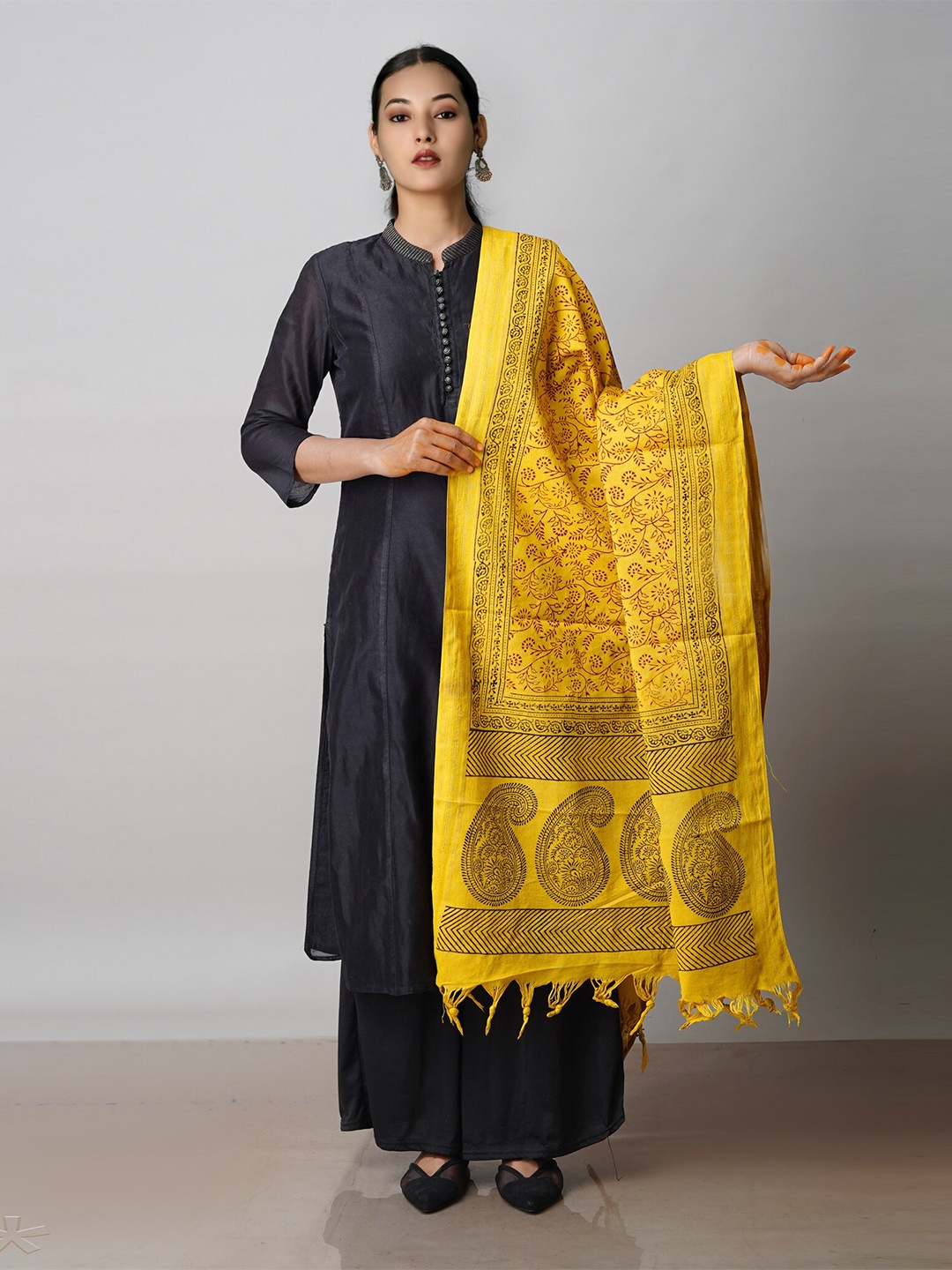 

Unnati Silks Ethnic Motifs Printed Dupatta, Yellow