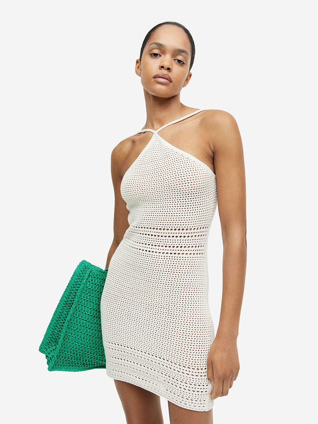 

H&M Crochet-Look Dress, Beige