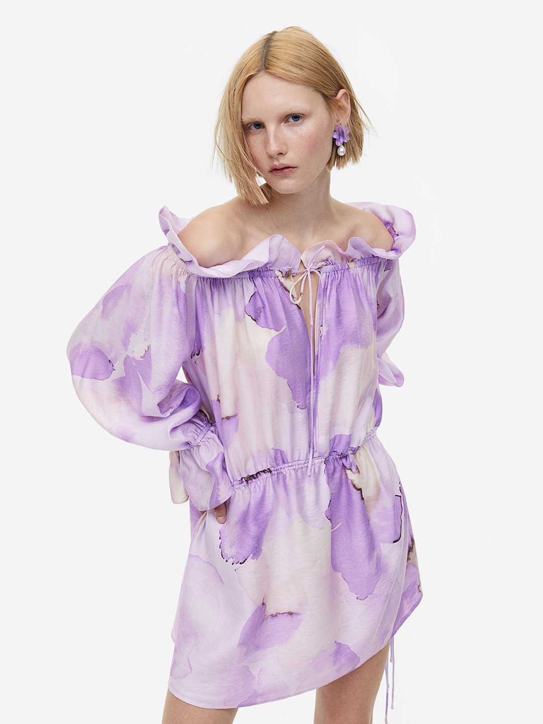 

H&M Oversized Off-The-Shoulder Dress, White