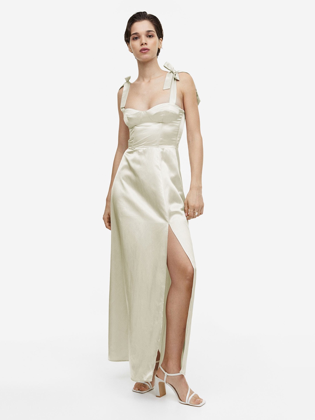 

H&M Tie-Strap Corset Dress, Beige