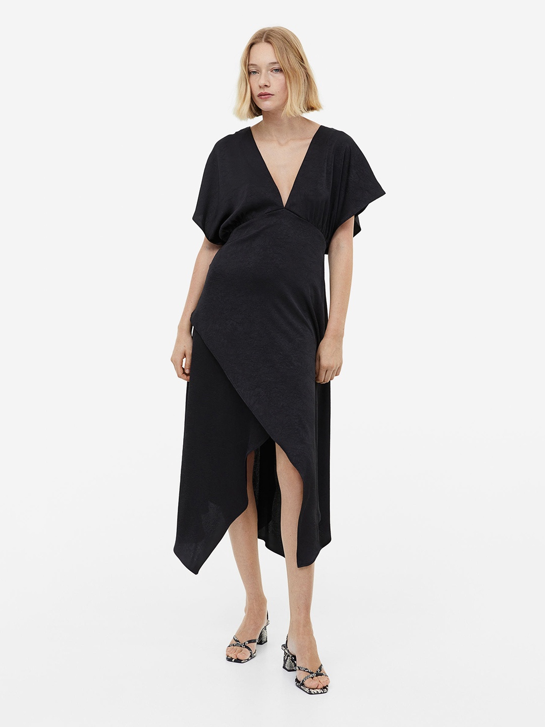 

H&M Crinkled Satin Dress, Black