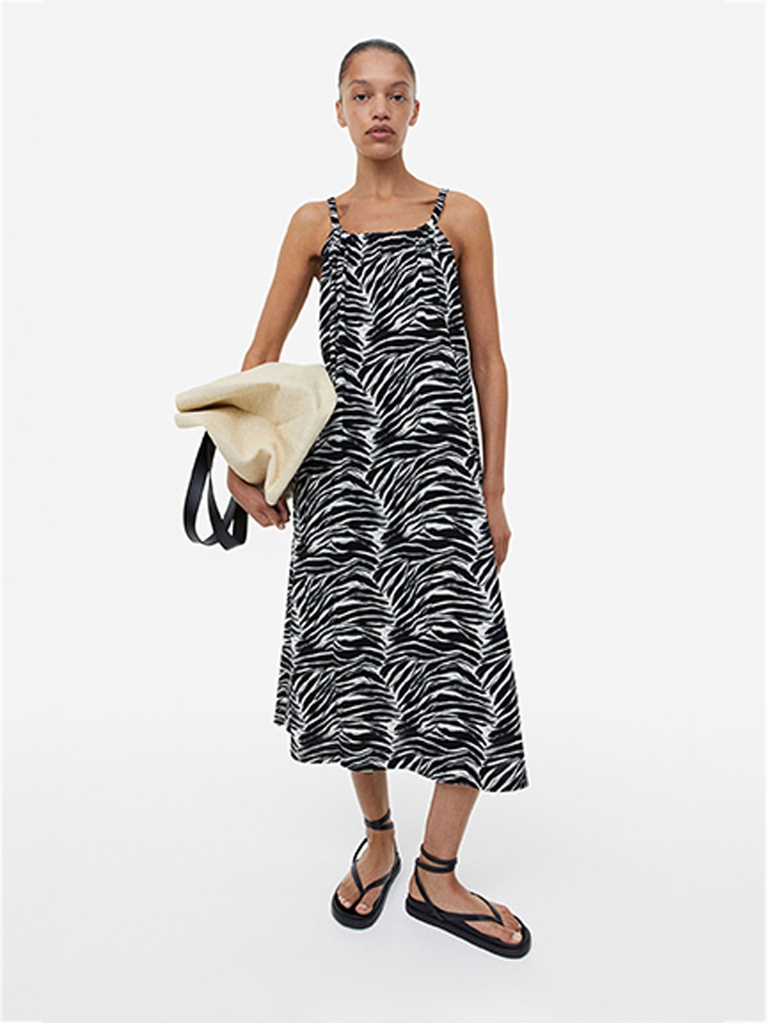 

H&M Oversized Pure Cotton Jersey Dress, Black