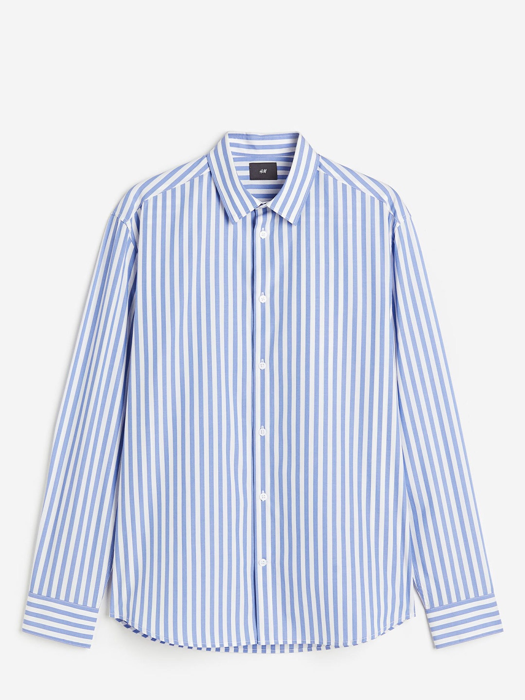 

H&M Men Regular Fit Pure Cotton Poplin Shirt, Blue